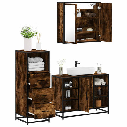 vidaXL 3 Piece Bathroom Furniture Set Smoked Oak Engineered Wood 1