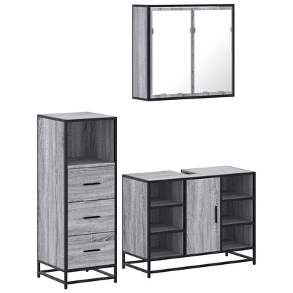 Bathroom Furniture Set 3 pcs Engineered Wood Grey sonoma