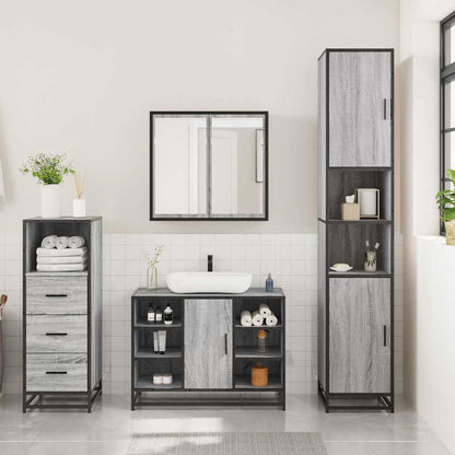 Bathroom Furniture Set 3 pcs Engineered Wood Grey sonoma