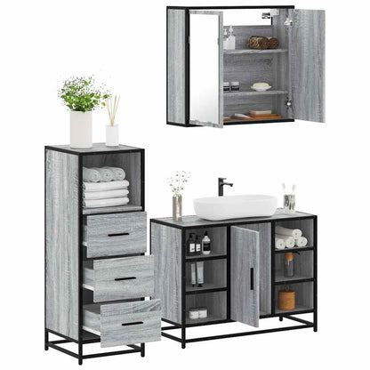 Bathroom Furniture Set 3 pcs Engineered Wood Grey sonoma