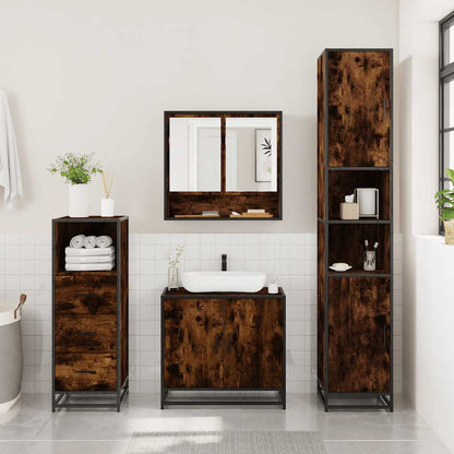vidaXL 3 Piece Bathroom Furniture Set Smoked Oak Engineered Wood 3