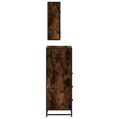 vidaXL 3 Piece Bathroom Furniture Set Smoked Oak Engineered Wood 6