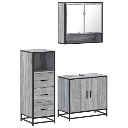 vidaXL 3 Piece Bathroom Furniture Set Grey Sonoma Engineered Wood 2