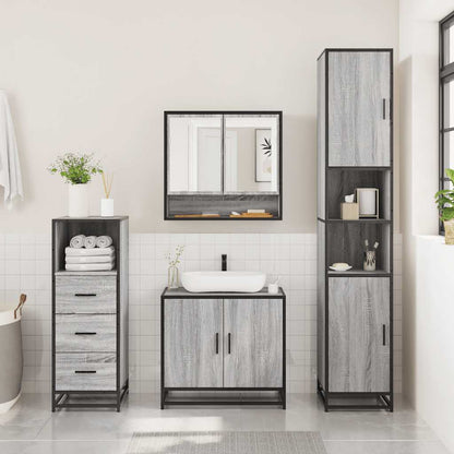 vidaXL 3 Piece Bathroom Furniture Set Grey Sonoma Engineered Wood 3