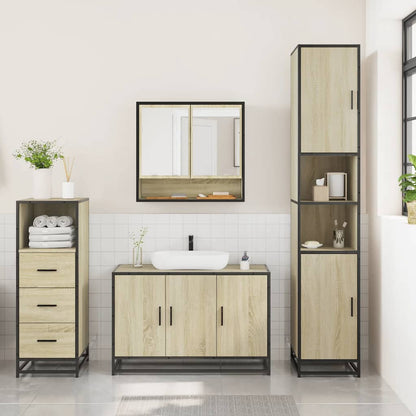 vidaXL 3 Piece Bathroom Furniture Set Sonoma Oak Engineered Wood 3
