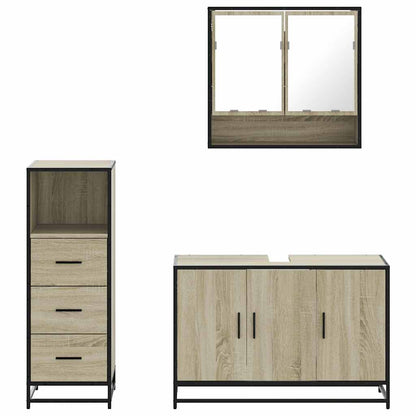 vidaXL 3 Piece Bathroom Furniture Set Sonoma Oak Engineered Wood 5