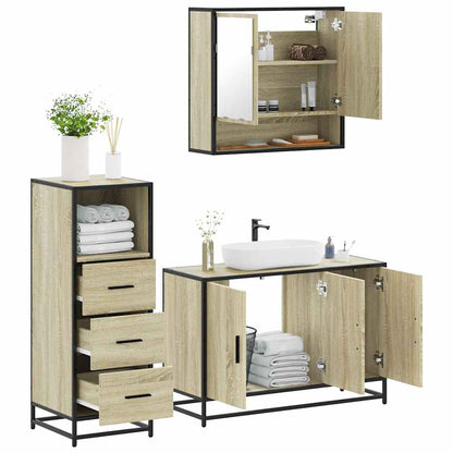 vidaXL 3 Piece Bathroom Furniture Set Sonoma Oak Engineered Wood 1