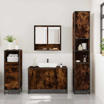 vidaXL 3 Piece Bathroom Furniture Set Smoked Oak Engineered Wood 3