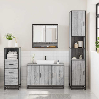 vidaXL 3 Piece Bathroom Furniture Set Grey Sonoma Engineered Wood 3