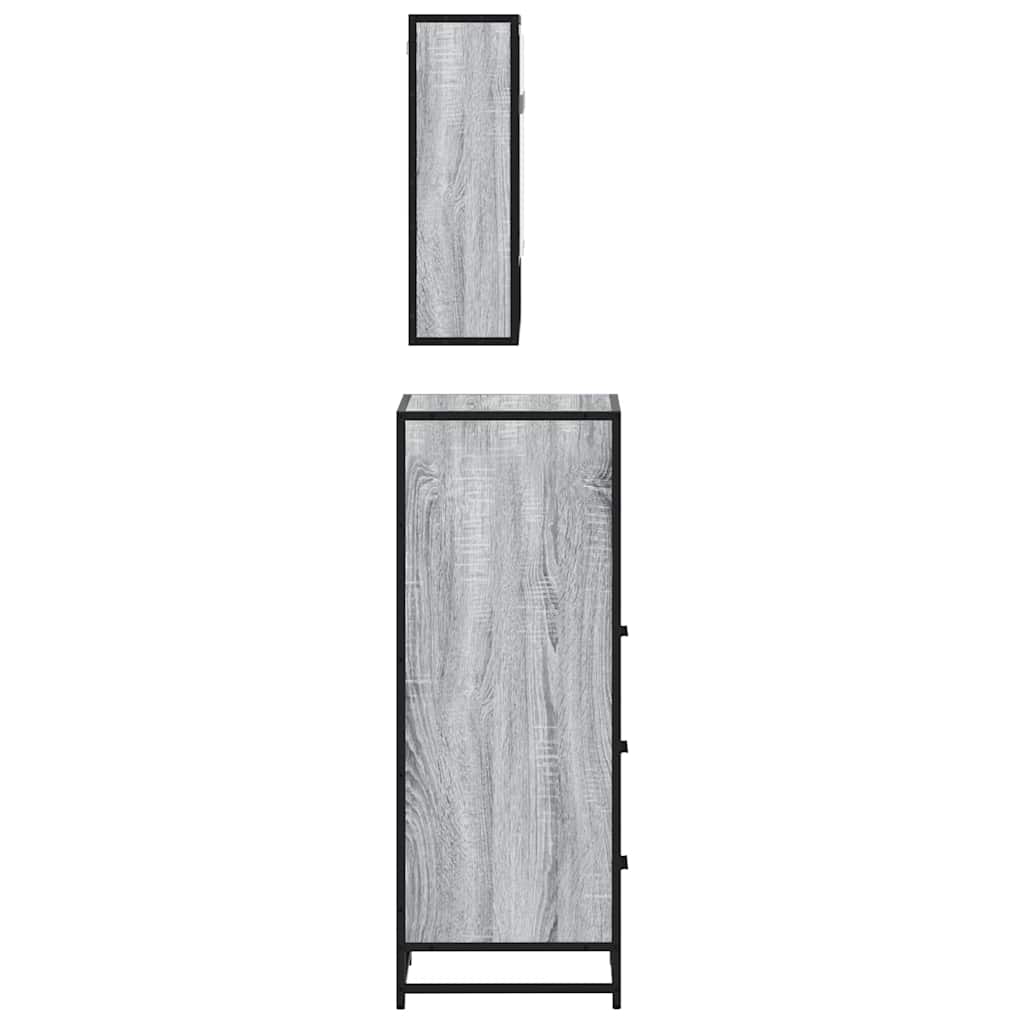vidaXL 3 Piece Bathroom Furniture Set Grey Sonoma Engineered Wood 6