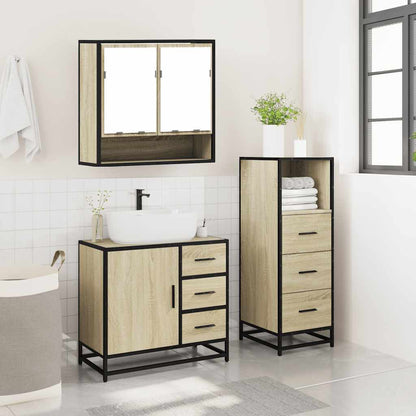 vidaXL 3 Piece Bathroom Furniture Set Sonoma Oak Engineered Wood 4