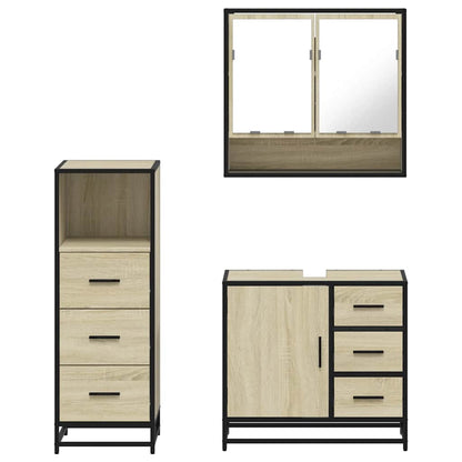 vidaXL 3 Piece Bathroom Furniture Set Sonoma Oak Engineered Wood 5