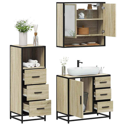 vidaXL 3 Piece Bathroom Furniture Set Sonoma Oak Engineered Wood 1
