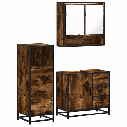 Bathroom Furniture Set 3 pcs Engineered Wood Smoked oak