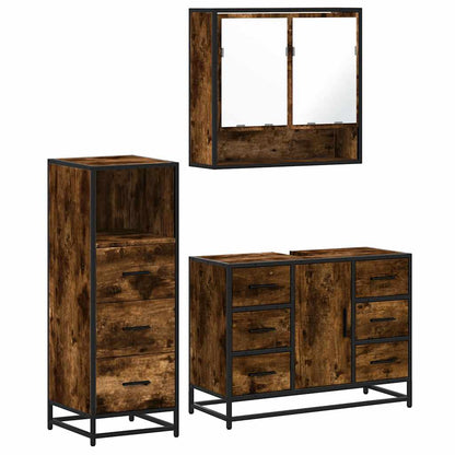 vidaXL 3 Piece Bathroom Furniture Set Smoked Oak Engineered Wood 2