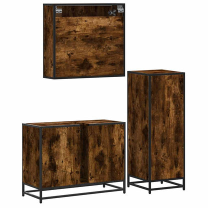 vidaXL 3 Piece Bathroom Furniture Set Smoked Oak Engineered Wood 6