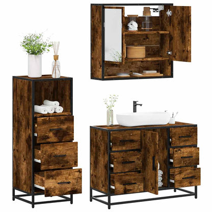 vidaXL 3 Piece Bathroom Furniture Set Smoked Oak Engineered Wood 1