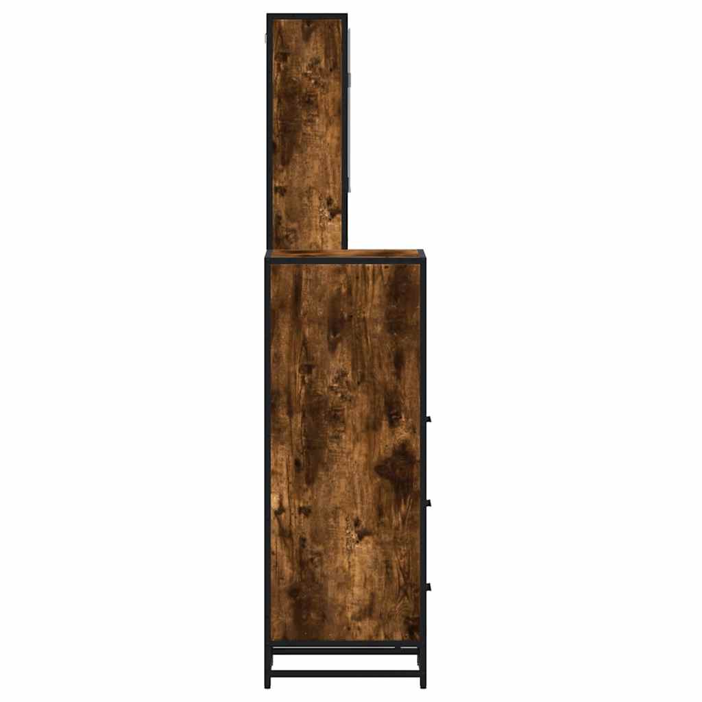 vidaXL 3 Piece Bathroom Furniture Set Smoked Oak Engineered Wood 6