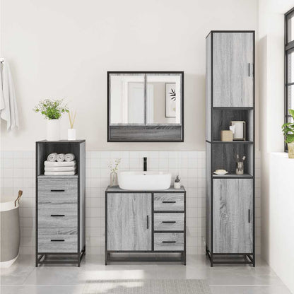 vidaXL 3 Piece Bathroom Furniture Set Grey Sonoma Engineered Wood 3