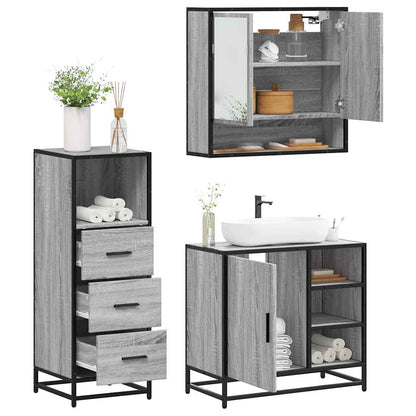 vidaXL 3 Piece Bathroom Furniture Set Grey Sonoma Engineered Wood 1