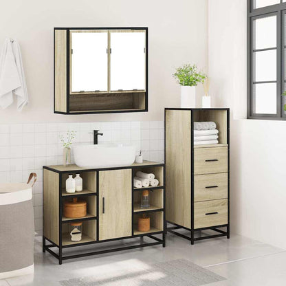 vidaXL 3 Piece Bathroom Furniture Set Sonoma Oak Engineered Wood 4