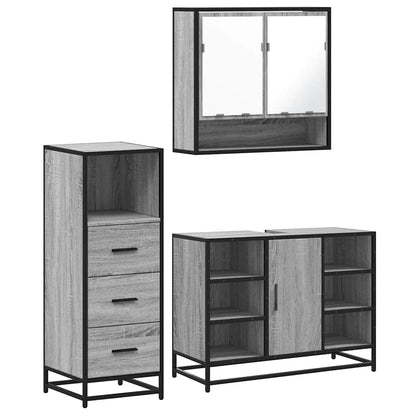 vidaXL 3 Piece Bathroom Furniture Set Grey Sonoma Engineered Wood 2