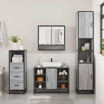 vidaXL 3 Piece Bathroom Furniture Set Grey Sonoma Engineered Wood 3
