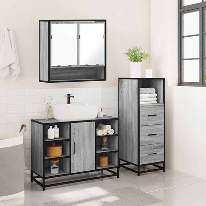 vidaXL 3 Piece Bathroom Furniture Set Grey Sonoma Engineered Wood 4