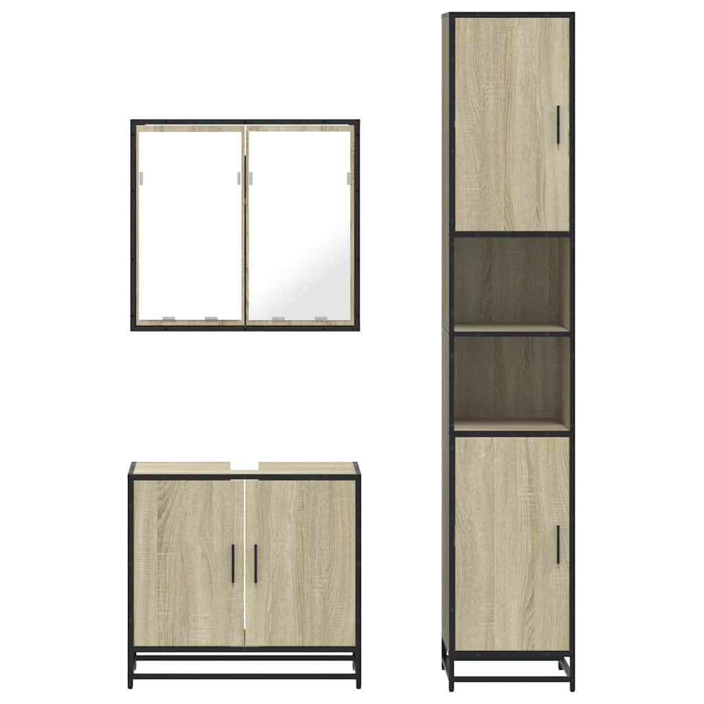 vidaXL 3 Piece Bathroom Furniture Set Sonoma Oak Engineered Wood 5
