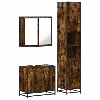 vidaXL 3 Piece Bathroom Furniture Set Smoked Oak Engineered Wood 2