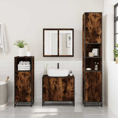 vidaXL 3 Piece Bathroom Furniture Set Smoked Oak Engineered Wood 3