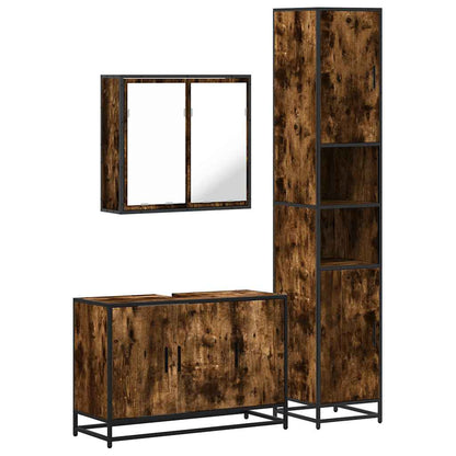vidaXL 3 Piece Bathroom Furniture Set Smoked Oak Engineered Wood 2