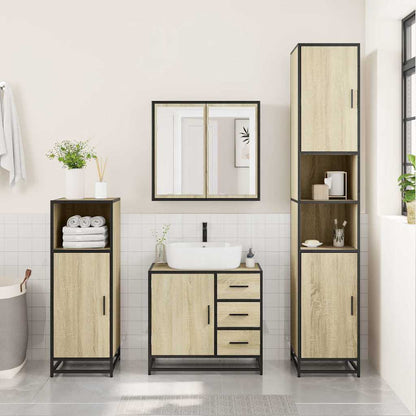 vidaXL 3 Piece Bathroom Furniture Set Sonoma Oak Engineered Wood 3