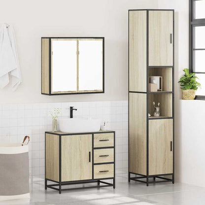 vidaXL 3 Piece Bathroom Furniture Set Sonoma Oak Engineered Wood 4