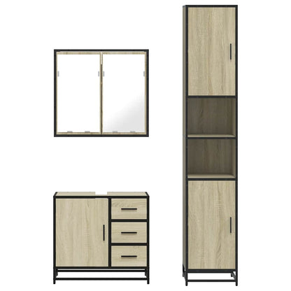 vidaXL 3 Piece Bathroom Furniture Set Sonoma Oak Engineered Wood 5