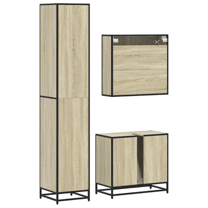 vidaXL 3 Piece Bathroom Furniture Set Sonoma Oak Engineered Wood 6