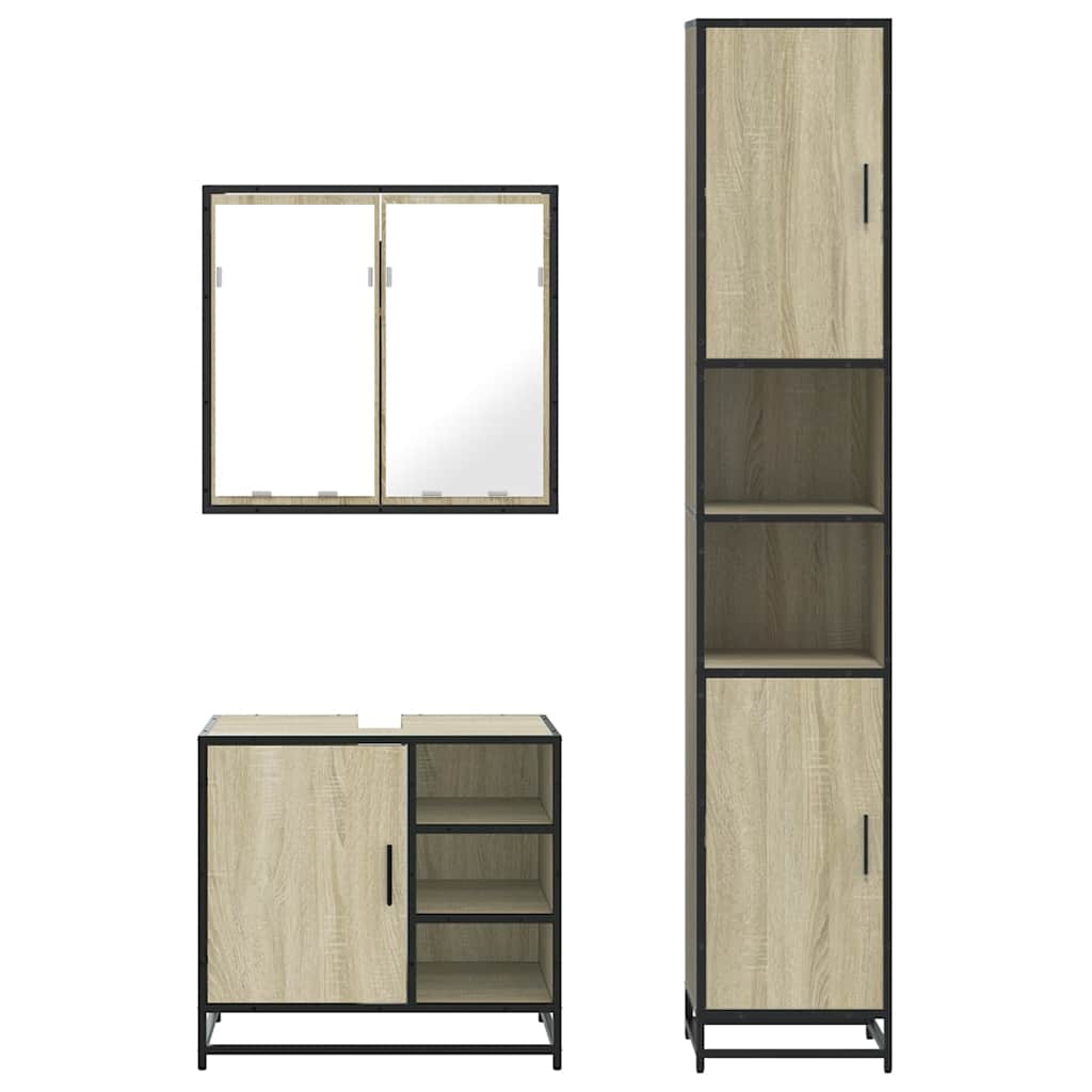 vidaXL 3 Piece Bathroom Furniture Set Sonoma Oak Engineered Wood 5