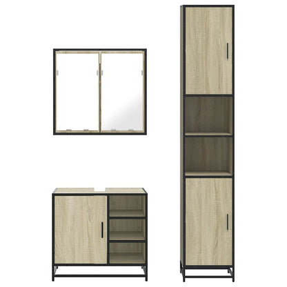vidaXL 3 Piece Bathroom Furniture Set Sonoma Oak Engineered Wood 5