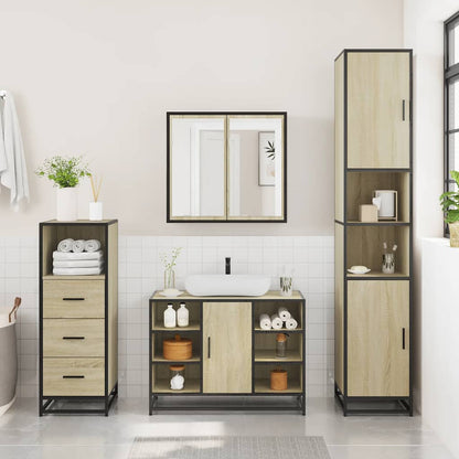 vidaXL 3 Piece Bathroom Furniture Set Sonoma Oak Engineered Wood 3