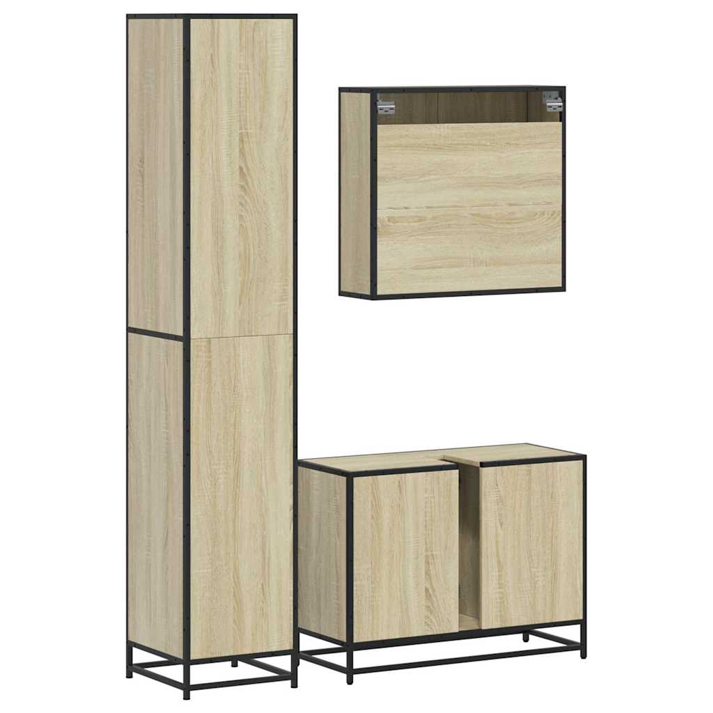 vidaXL 3 Piece Bathroom Furniture Set Sonoma Oak Engineered Wood 6