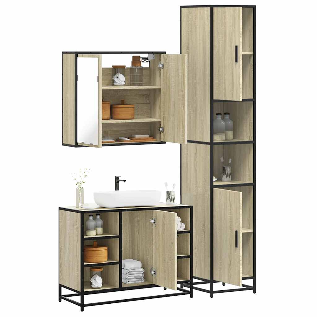 Bathroom Furniture Set 3 pcs 80 x 33 x 60 cm Sonoma oak