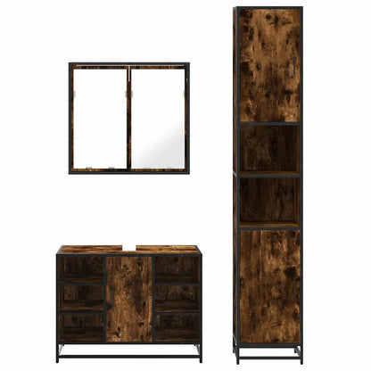 vidaXL 3 Piece Bathroom Furniture Set Smoked Oak Engineered Wood 5