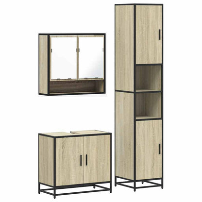 3 Piece Bathroom Furniture Set Engineered Wood Sonoma oak
