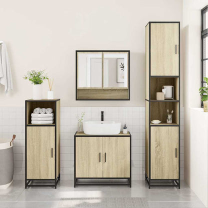 3 Piece Bathroom Furniture Set Engineered Wood Sonoma oak