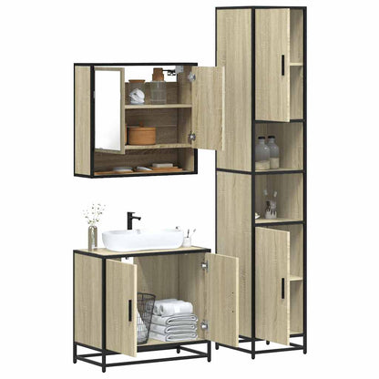 3 Piece Bathroom Furniture Set Engineered Wood Sonoma oak