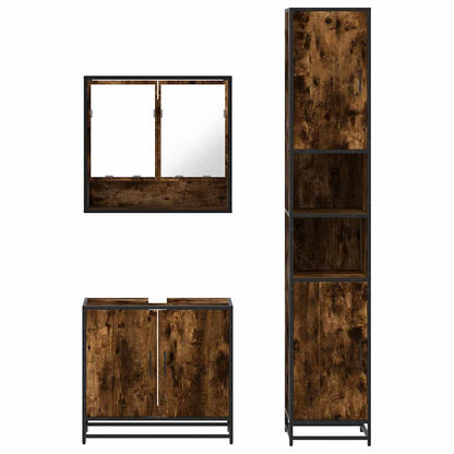 vidaXL 3 Piece Bathroom Furniture Set Smoked Oak Engineered Wood 5