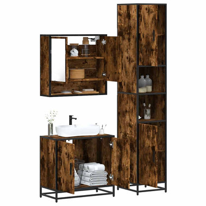 vidaXL 3 Piece Bathroom Furniture Set Smoked Oak Engineered Wood 1