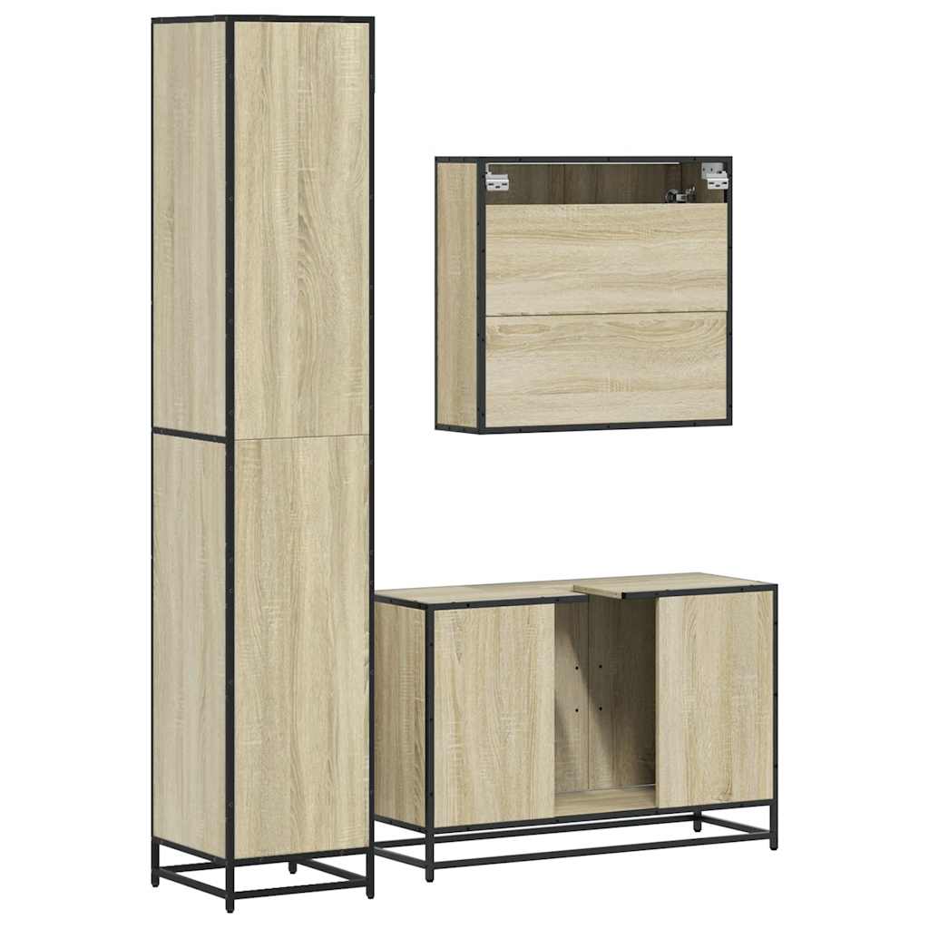 vidaXL 3 Piece Bathroom Furniture Set Sonoma Oak Engineered Wood 6