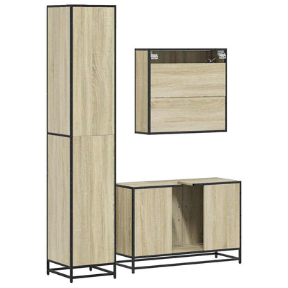 vidaXL 3 Piece Bathroom Furniture Set Sonoma Oak Engineered Wood 6