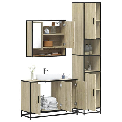 vidaXL 3 Piece Bathroom Furniture Set Sonoma Oak Engineered Wood 1